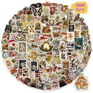 300 PCS Vintage Stickers, Aesthetic Stickers for Scrapbook Journaling Water